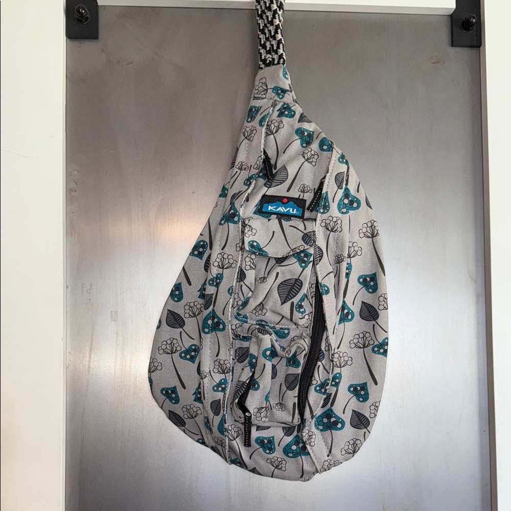 Kavu Teal and Gray Patterned Sling Bag